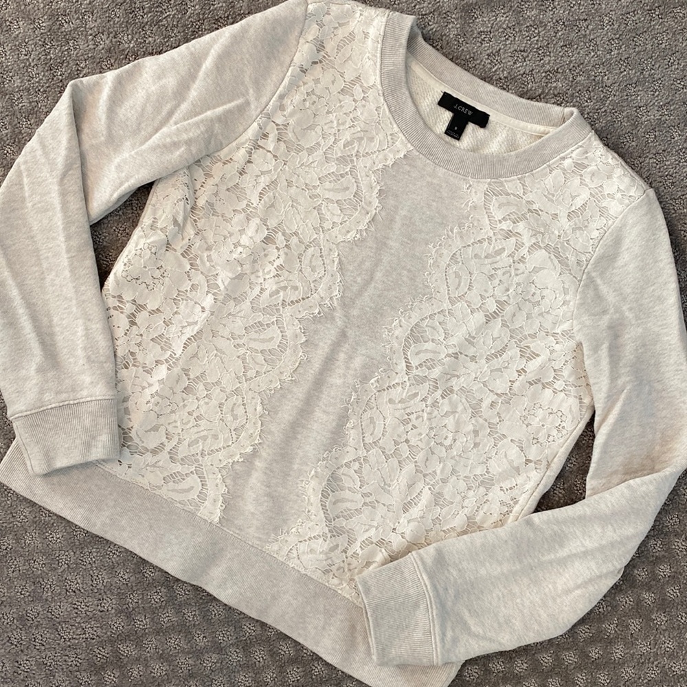 J Crew lace trimmed sweatshirt